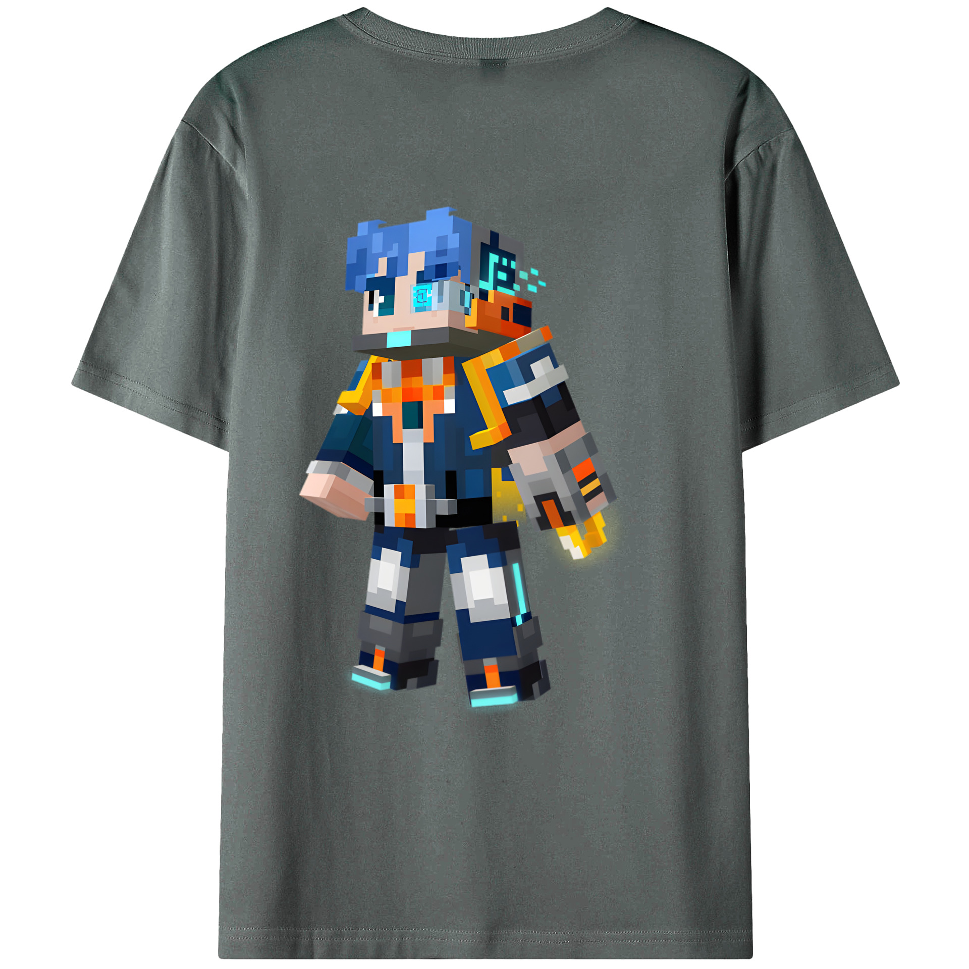 （画像用） マインクラフト ブロックの世界 Minecraft MC Block world 綿100％ メンズ半袖Tシャツ（バックプリント） 通気性